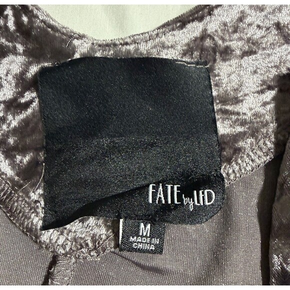 Fate By LFD Crashed Velvet Cold Shoulder Top Metallic Soft Brown Gray M Holidays - Picture 3 of 7